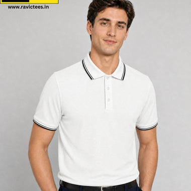 Forest Club Dry-Fit Polo White with Black Tipping DD08
