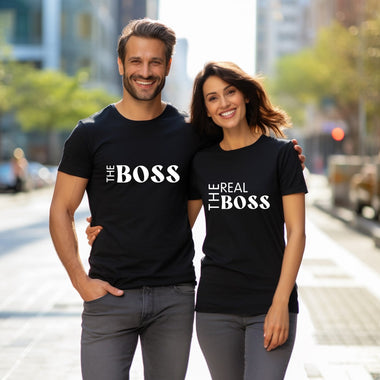 Unisex Couple T-Shirt -The Real Boss