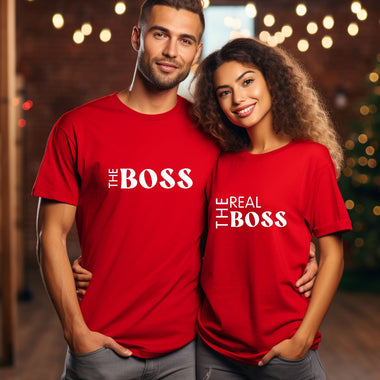 Unisex Couple T-Shirt -The Real Boss
