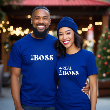 Unisex Couple T-Shirt -The Real Boss