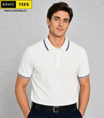 Forest Club Dry-Fit Polo White with Blue Tipping  DD17
