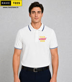 Forest Club Dry-Fit Polo White with Blue Tipping  DD17