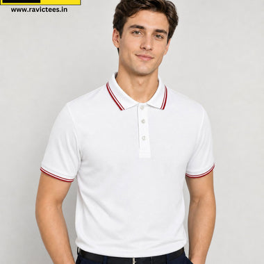 Forest Club Dry-Fit Polo White with Red Tipping  DD18